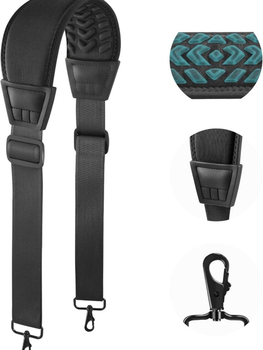 Ultra Comfortable 3D Air Cushion Shoulder Strap, 67" Adjustable with Metal Hooks